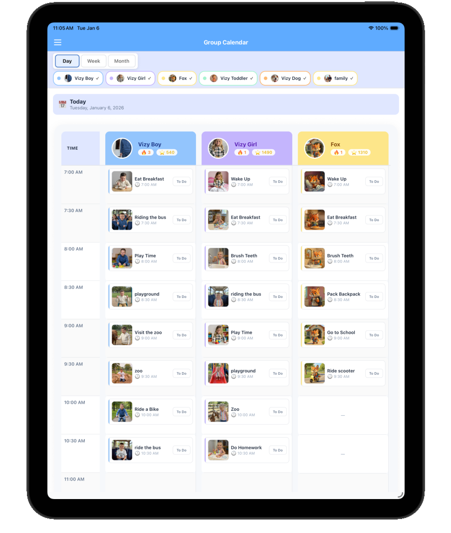Morning routine visual checklist